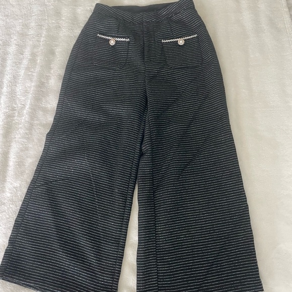 Cider Black and White Tweed Wide-Leg Pants - Picture 3 of 11